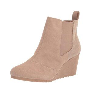 TOMS Bailey Women's Wedge Ankle Boots Suede Warm Taupe 10